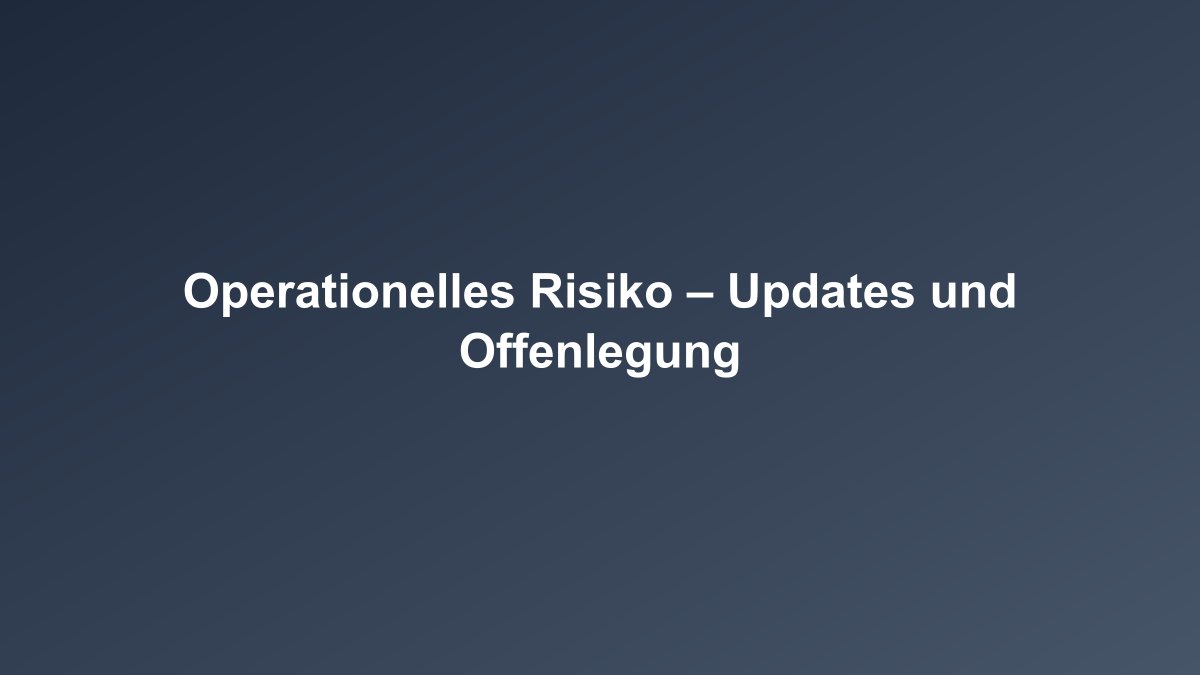 Operationelles Risiko Updates Überblick